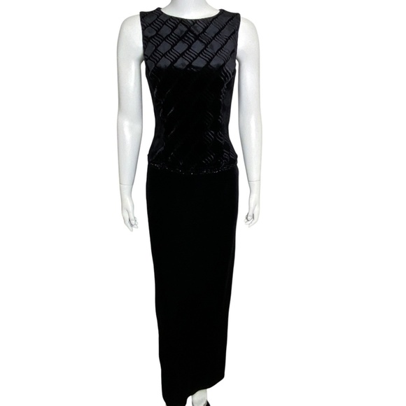 Vintage Scott McClintock Evening Gown Dress Size 4 Black Velvet Sleeveless - Picture 1 of 10